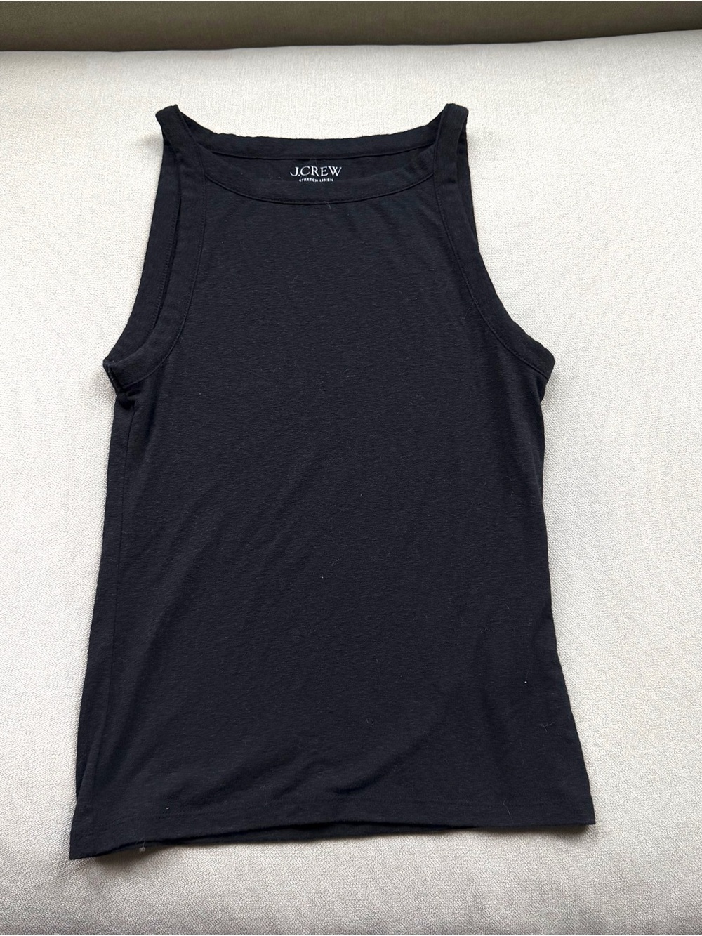 Linen Blend J Crew Charcoal Black/Grey Boat Neck Sleeveless Top